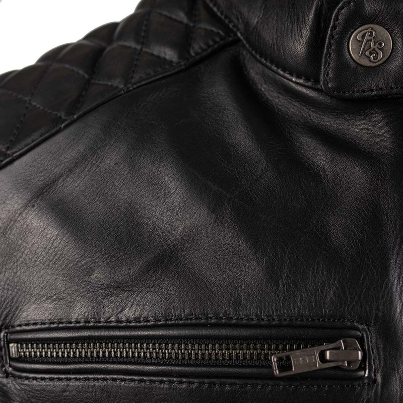 Rusty Stitches Jari V2 Leather Motorcycle Jacket Black AA With Protection
