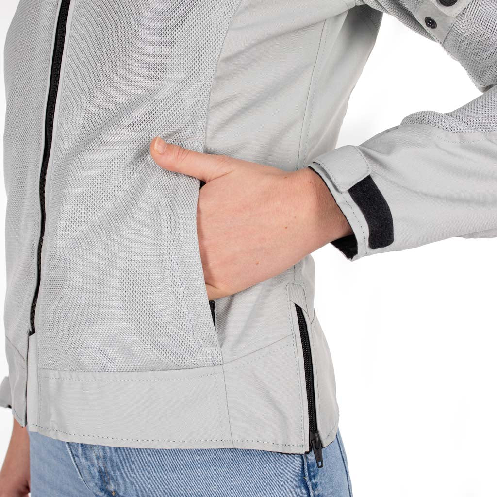 Rusty Stitches Super Jodi Ladies Motorcycle Jacket AA Mesh Summer Jacket Light Gray