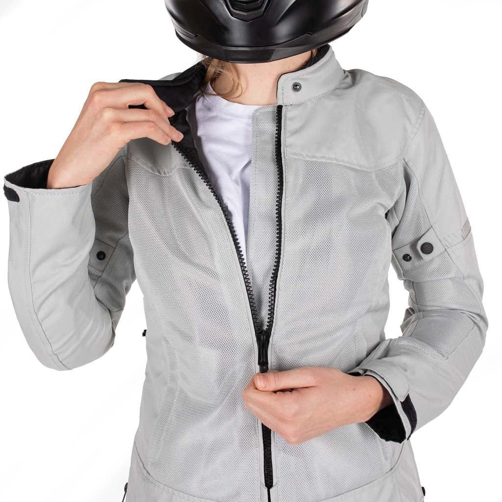 Rusty Stitches Super Jodi Ladies Motorcycle Jacket AA Mesh Summer Jacket Light Gray