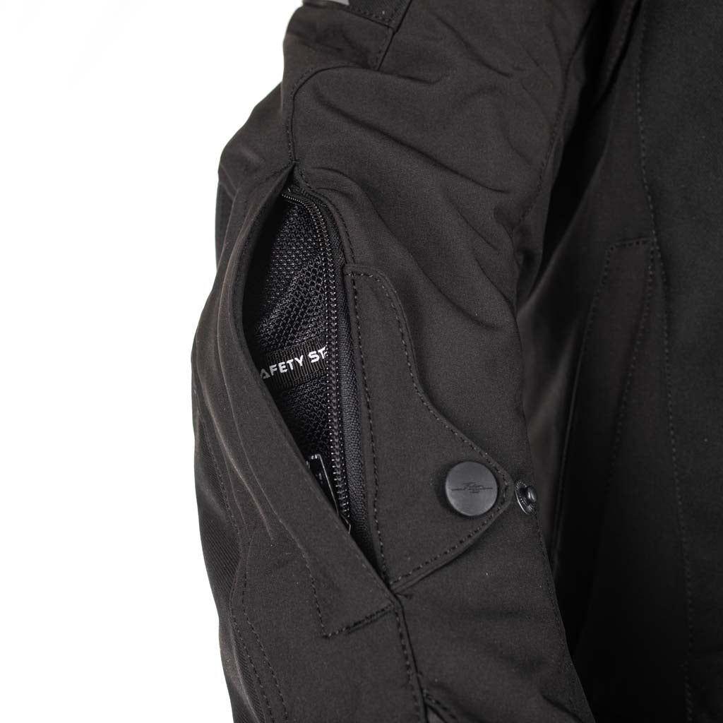 Rusty Stitches Liam Motorcycle Jacket Black Waterproof AA Urban With Protection and Hood
