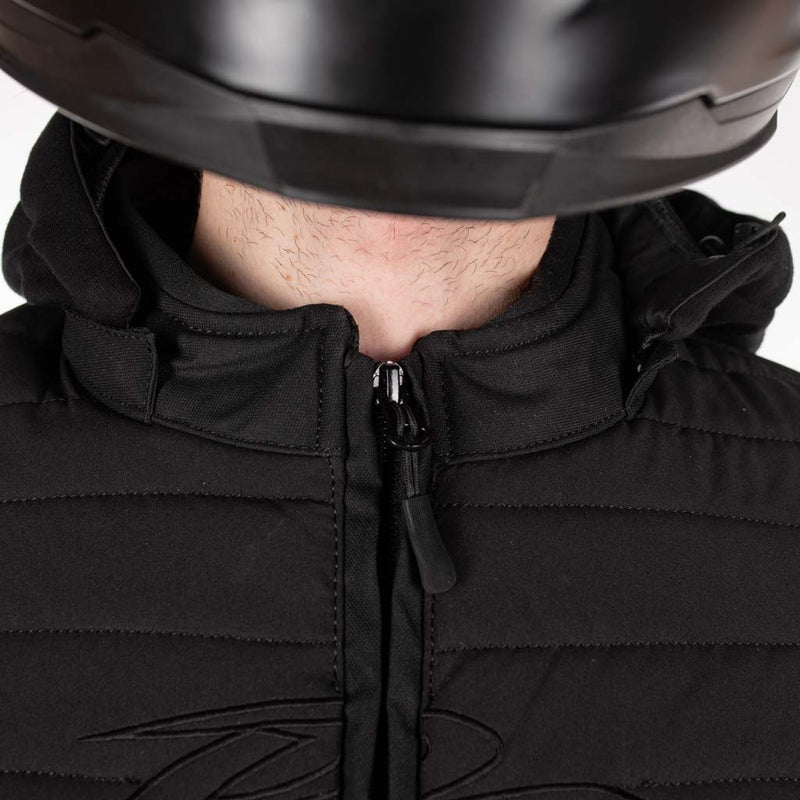 Rusty Stitches Liam Motorcycle Jacket Black Waterproof AA Urban With Protection and Hood