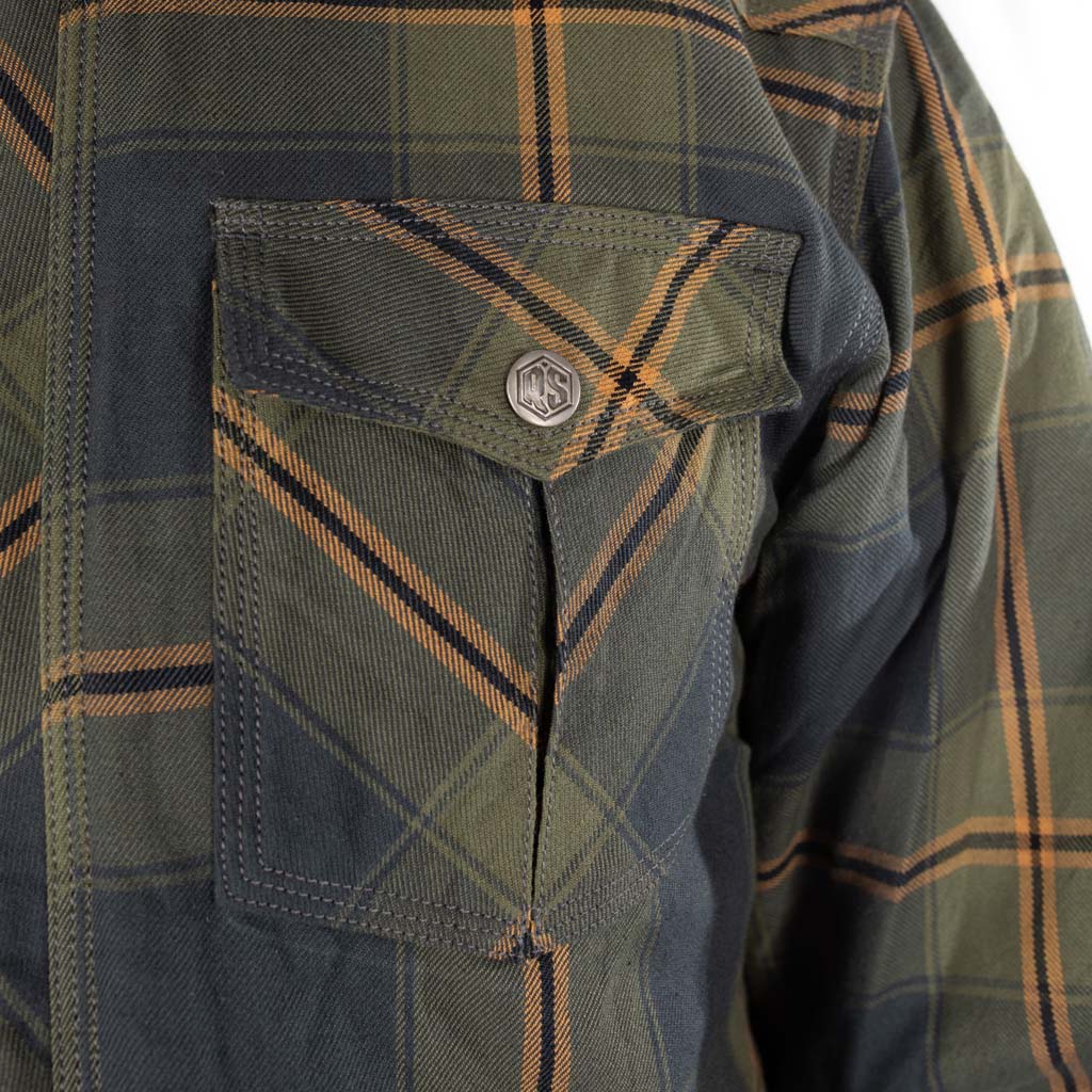 Rusty Stitches Noah Fleece Tech Motorcycle Shirt Blue Green AA With Protection