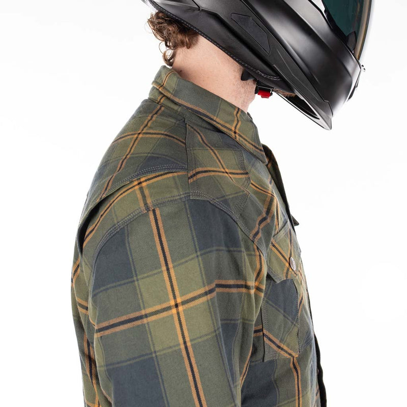 Rusty Stitches Noah Fleece Tech Motorcycle Shirt Blue Green AA With Protection