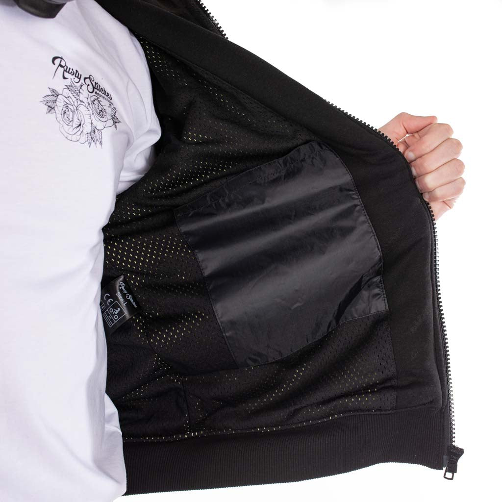 Rusty Stitches Super Peter Motorcycle Hoodie Black Kevlar AA With Protection