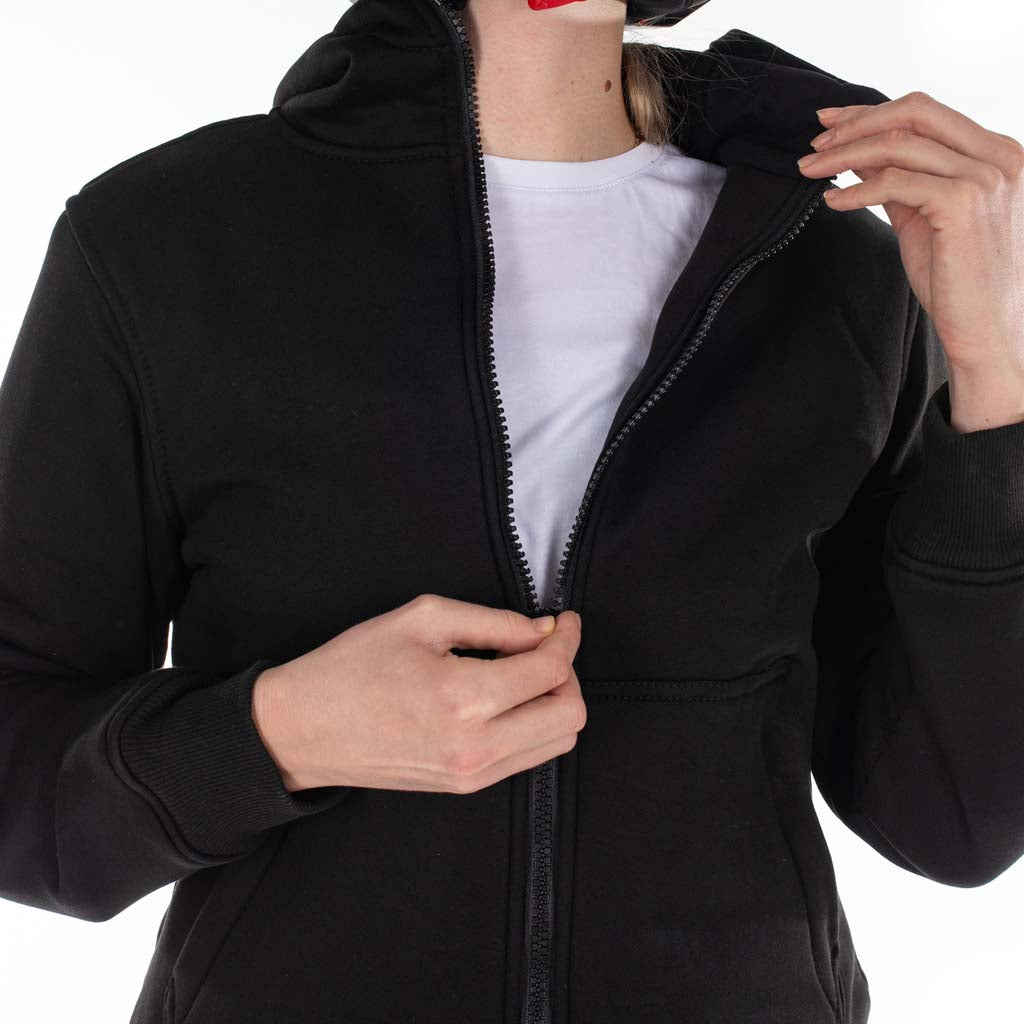 Rusty Stitches Wendy Ladies Motorcycle Hoodie Black Kevlar AA With Protection