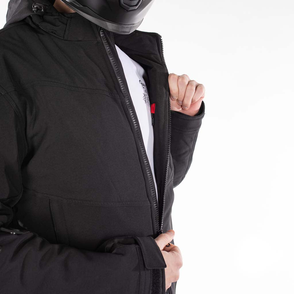 Rusty Stitches William Softshell Motorcycle Jacket Black Reflective With Protection