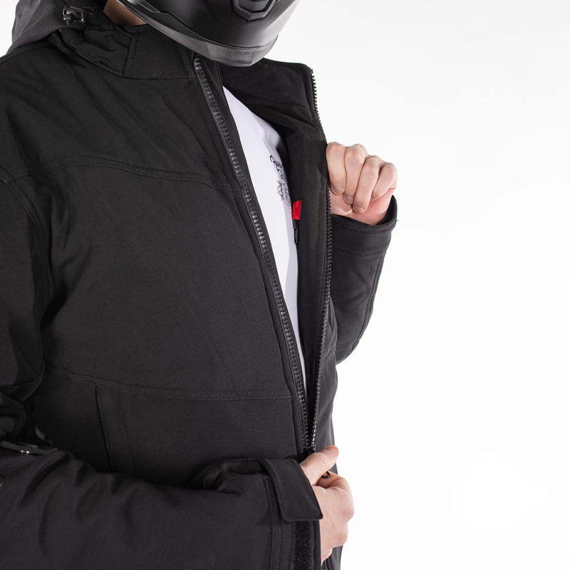 Rusty Stitches William Softshell Motorcycle Jacket Black Reflective With Protection