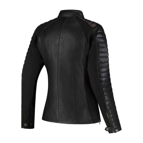 Rusty Stitches Donna Damen Leder Motorradjacke AA Protektoren Schwarz Stretch