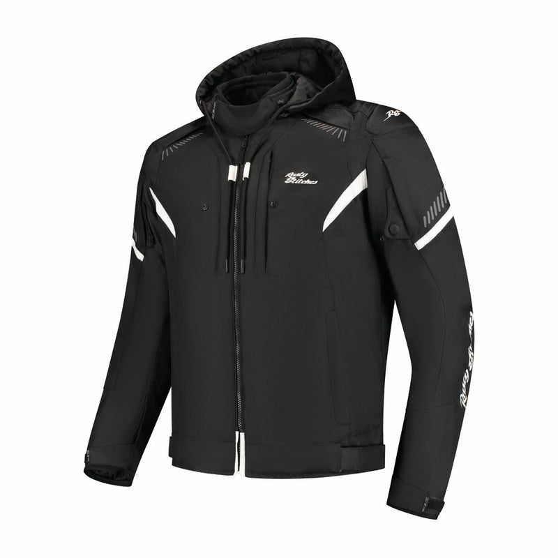 Rusty Stitches Dylan Waterproof Motorcycle Jacket AA Protection Black White