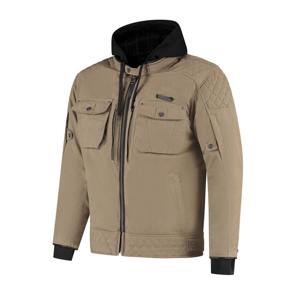 Rusty Stitches Glenn Motorradjacke mit Hoodie AA-Schutz Braun