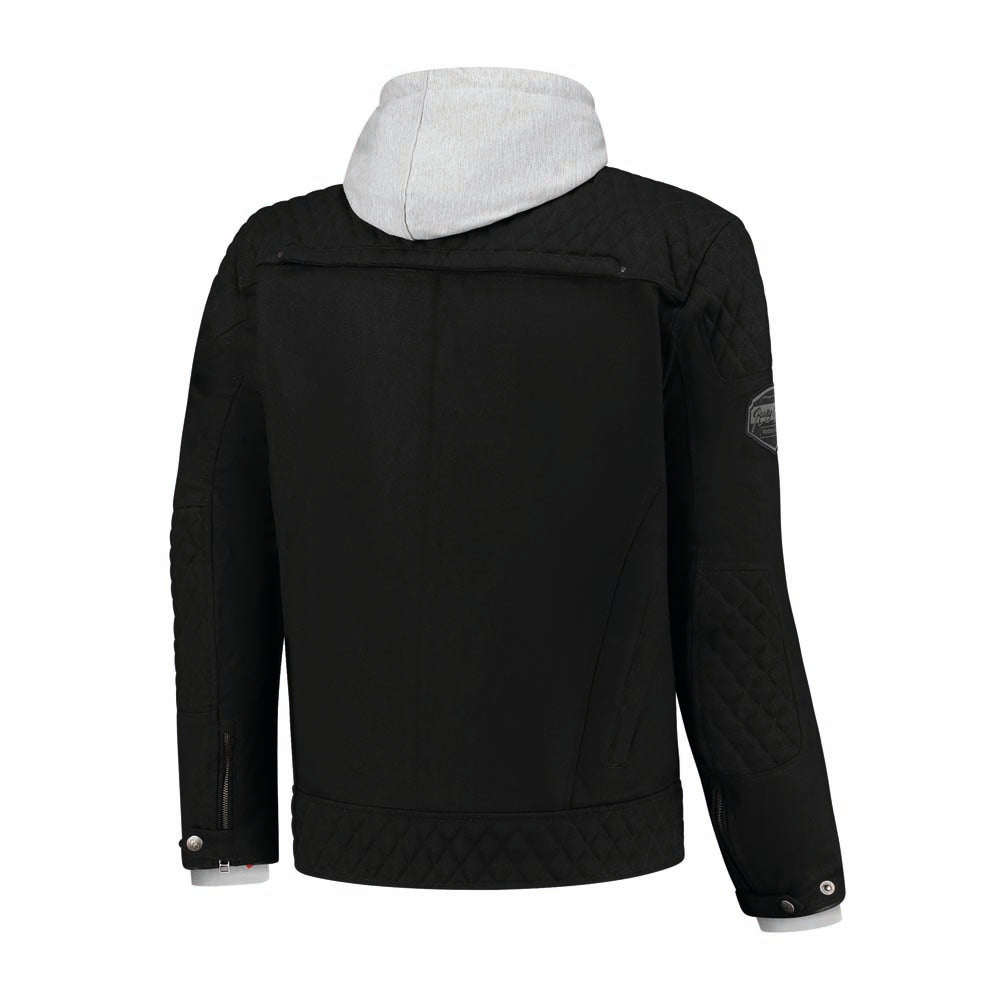 Rusty Stitches Glenn Motorcycle Jacket With Hoodie AA Protection Black