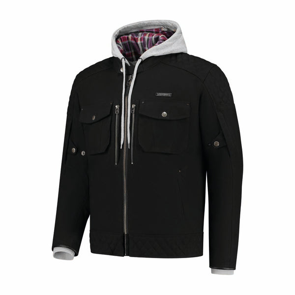 Rusty Stitches Glenn Motorjas Met Hoodie AA Protectie Zwart