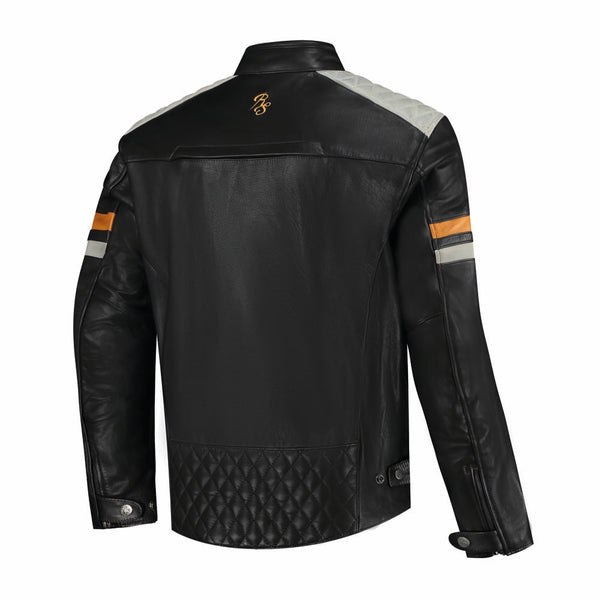 Rusty Stitches Jari V2 Leren Motorjas AA Protectie Black Light Grey Gold