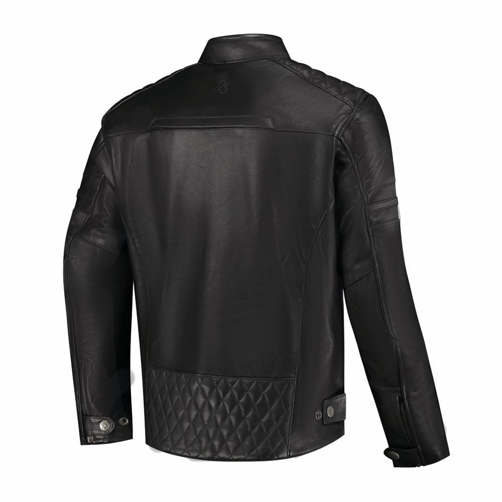 Rusty Stitches Jari V2 Leather Motorcycle Jacket AA Protection Black