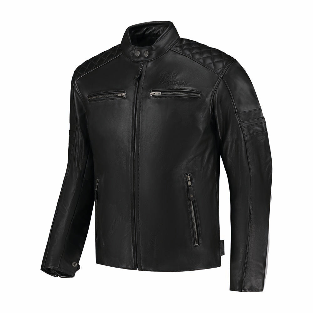 Rusty Stitches Jari V2 Leather Motorcycle Jacket AA Protection Black