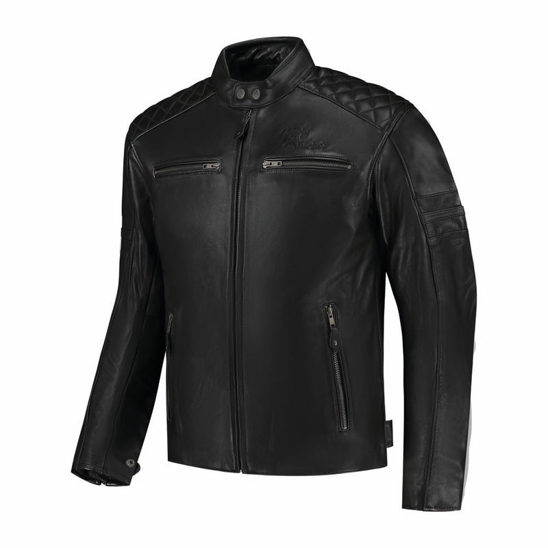 Rusty Stitches Jari V2 Leather Motorcycle Jacket AA Protection Black
