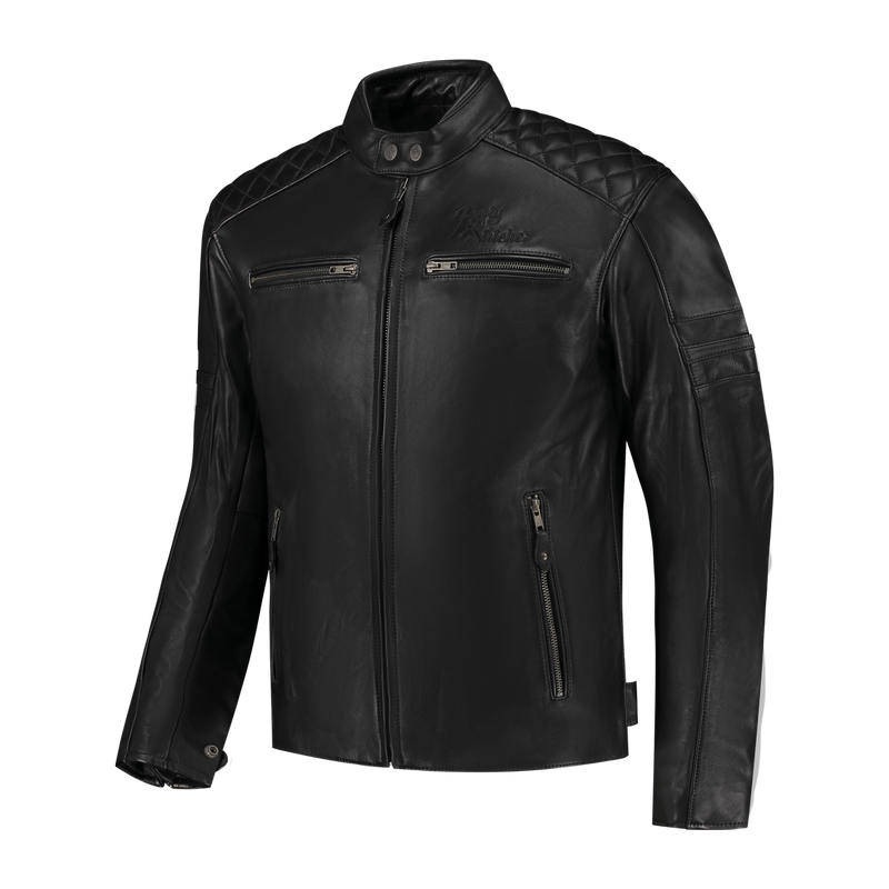 Rusty Stitches Jari V2 Leather Motorcycle Jacket Black AA With Protection