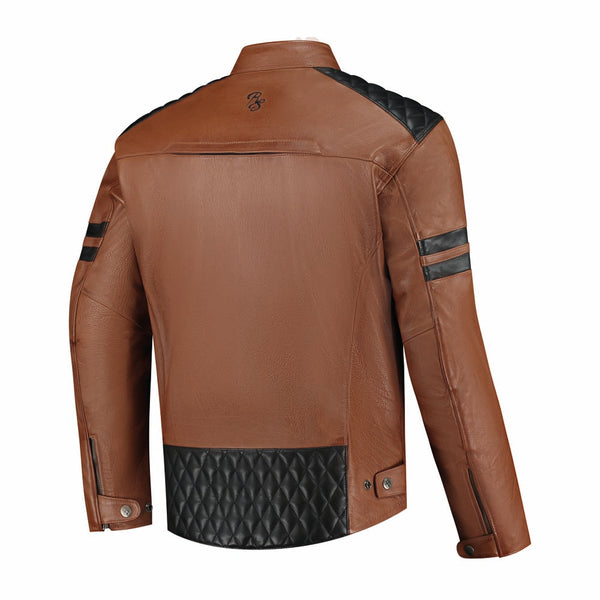 Rusty Stitches Jari V2 Leren Motorjas AA Protectie Cognac Black