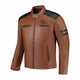 Rusty Stitches Jari V2 Leather Motorcycle Jacket AA Protection Cognac Black