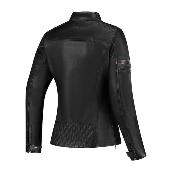 Rusty Stitches Joyce V2 Dames Leren Motorjas AA Protectie Black Glitter
