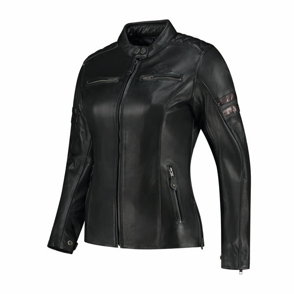 Rusty Stitches Joyce V2 Dames Leren Motorjas AA Protectie Black Glitter