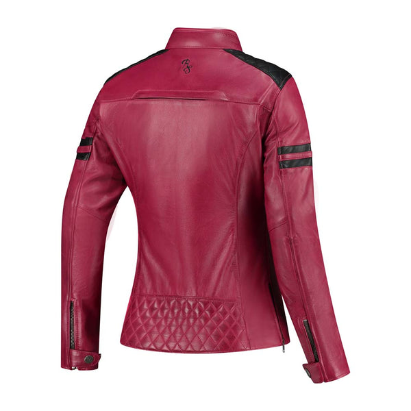 Rusty Stitches Joyce V2 Dames Leren Motorjas AA Protectie Cherry Black