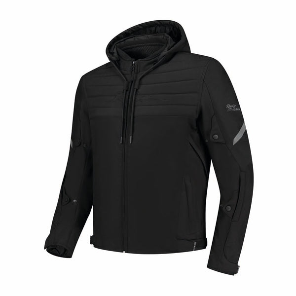 Rusty Stitches Liam Motorjas Zwart Waterdicht AA Urban Met Protectie en Capuchon