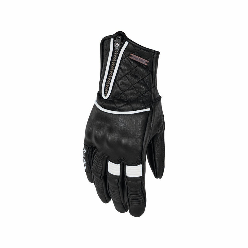 Rusty Stitches Lilly Motorcycle Gloves Ladies Black White Leather Summer With Protection