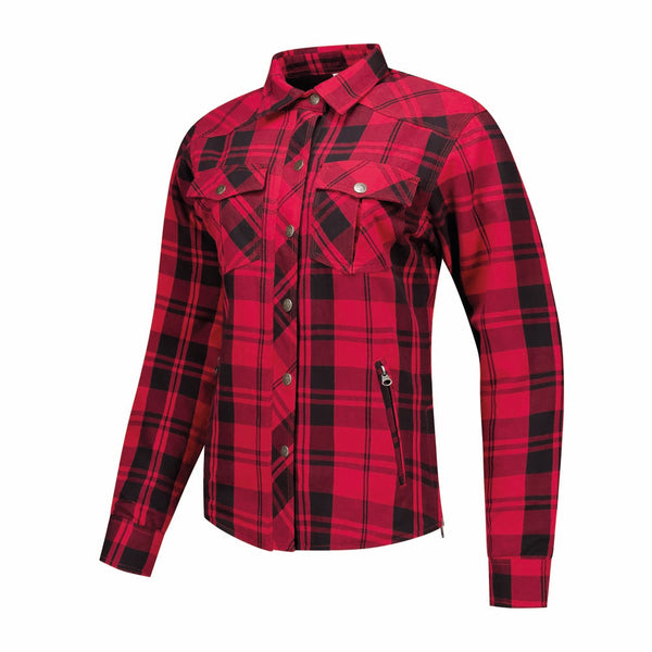 Rusty Stitches Liss V2 Motorradjacke Rot Schwarz mit Kevlar-Schutz