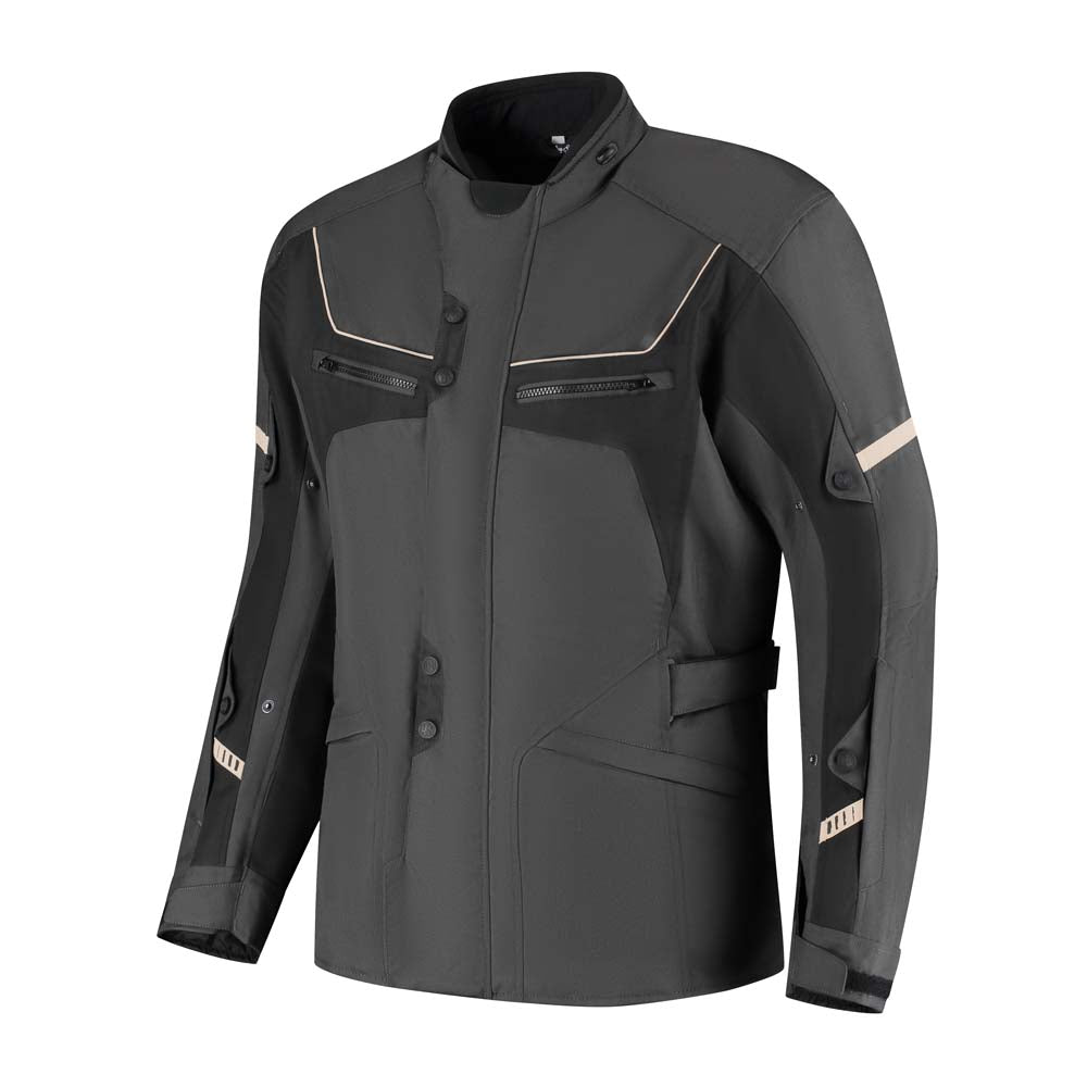 Rusty Stitches Luke Motorcycle Jacket Dark Grey Black AA Waterproof All Season With Protection
