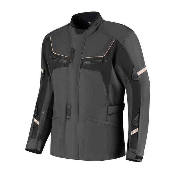 Rusty Stitches Luke Motorcycle Jacket Dark Grey Black AA Waterproof All Season With Protection