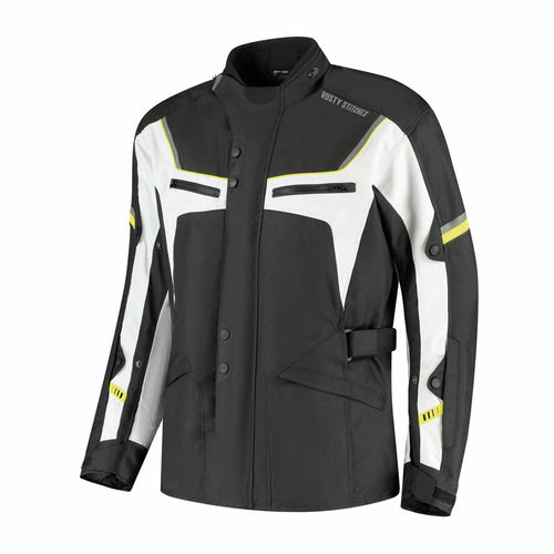 Rusty Stitches Luke Motorjas Zwart Geel Fluo Waterdicht AA All Season Met Protectie