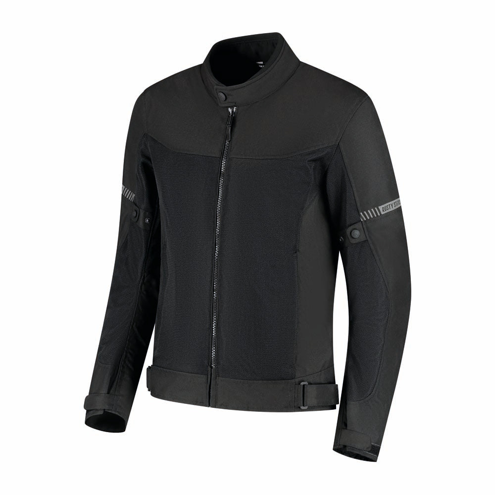 Rusty Stitches Mike Motorcycle Jacket Black Summer AA With Protection and Ventilation