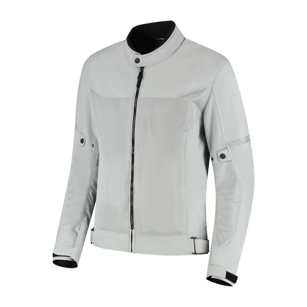 Rusty Stitches Mike Motorradjacke Hellgrau Sommer Mesh AA Belüftet Mit Protektoren
