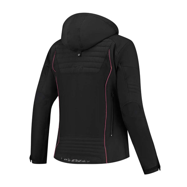 Rusty Stitches Naomi Motorradjacke Damen Schwarz Kirsche Wasserdicht AA Mit Protektoren