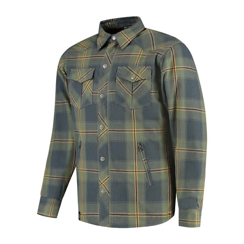 Rusty Stitches Noah Fleece Tech Motor Shirt Blauw Groen AA Met Protectie