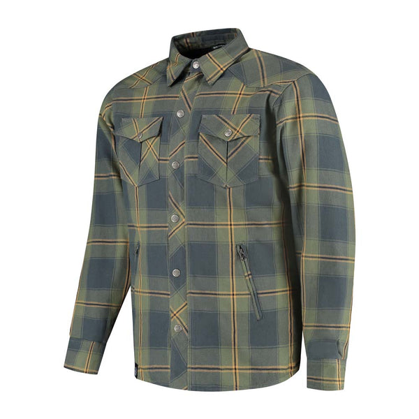 Rusty Stitches Noah Fleece Tech Motor Shirt Blauw Groen AA Met Protectie