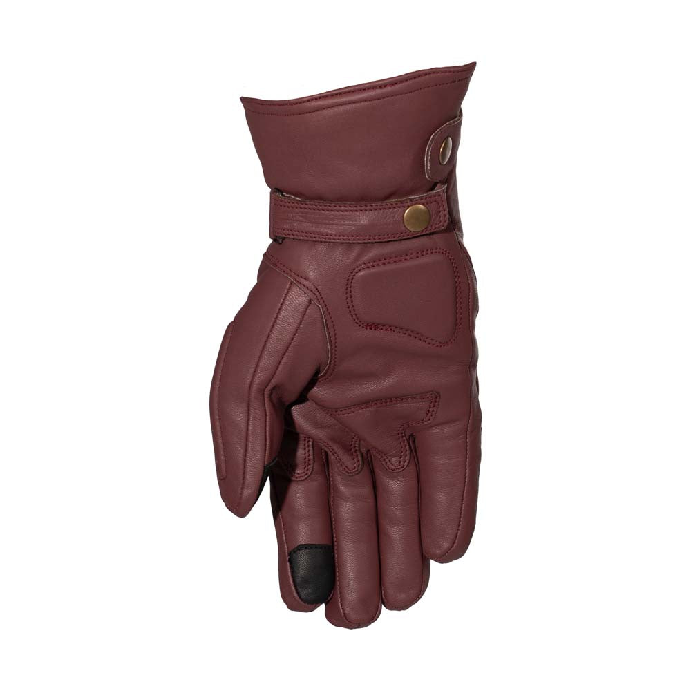 Rusty Stitches Ray Motorcycle Gloves Maroon Waterproof With Protection