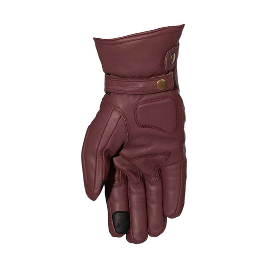 Rusty Stitches Ray Motorcycle Gloves Maroon Waterproof With Protection