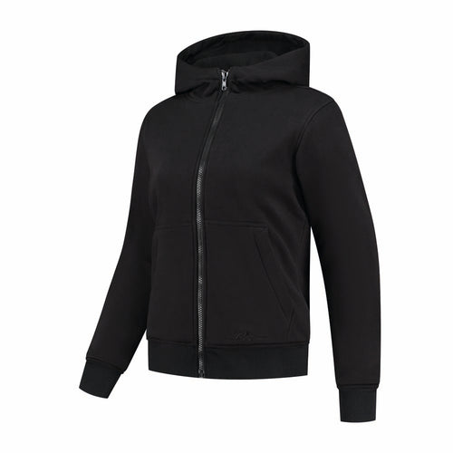 Rusty Stitches Super Wendy Dames Motor Hoodie Zwart Kevlar AA Met Protectie