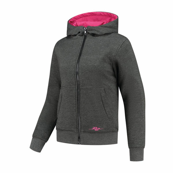 Rusty Stitches Wendy Dames Motor Hoodie Grijs Roze Kevlar AA Met Protectie