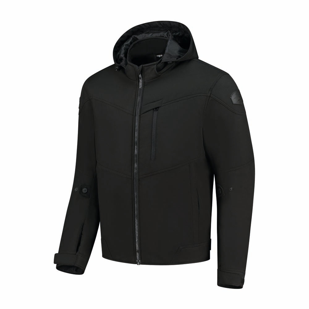 Rusty Stitches William Softshell Motorcycle Jacket Black Reflective With Protection
