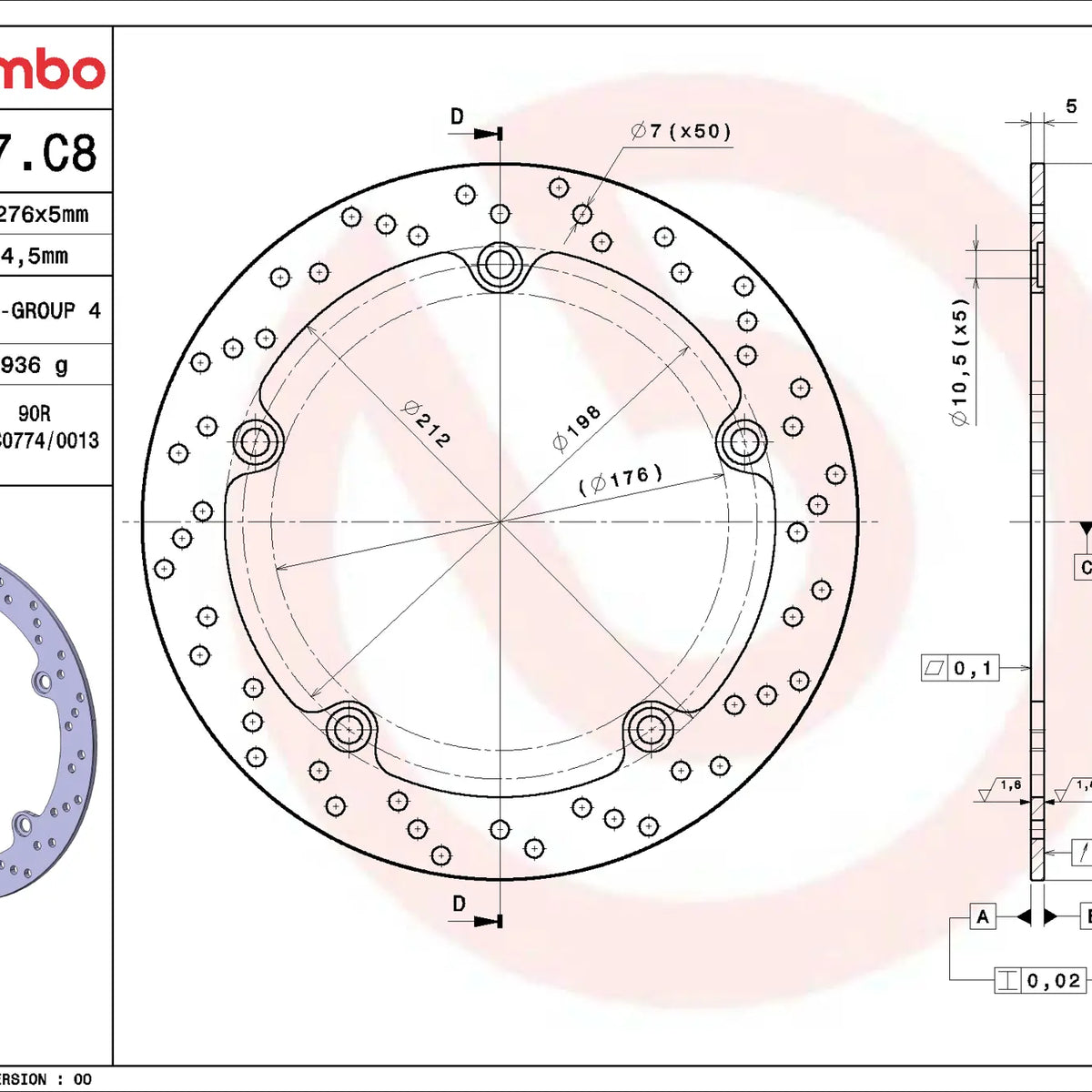 Brembo Serie Oro remschijf BMW 68B407C8