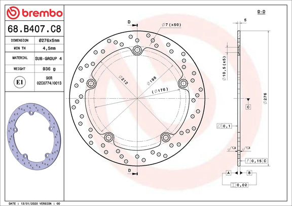 Brembo Serie Oro remschijf BMW 68B407C8