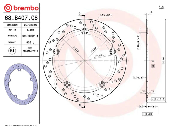 Brembo Oro Series Brake Disc BMW 68B407C8