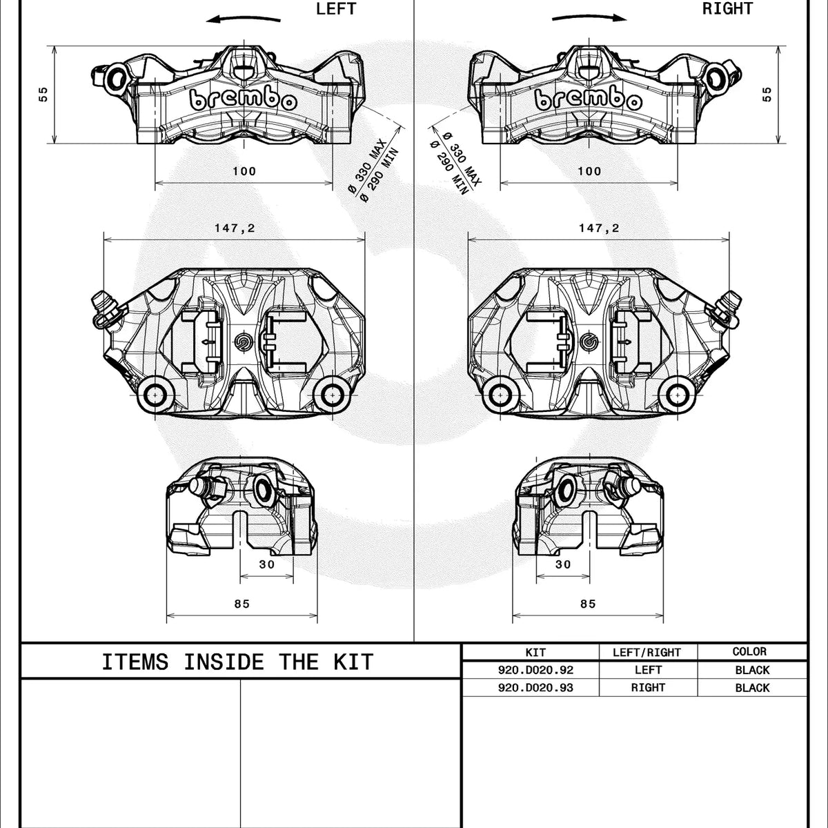 Brembo Remklauw Stylema Prime 100 mm 920D02093