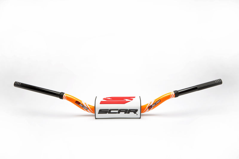 Scar O² Stuur Ø28,6 mm hoog Stuur oranje, Stuurkussen wit
