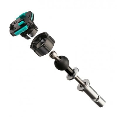 Headset-Montagehalterung mit 1"-Kugelgelenk + 3-Zinken-Adapter 10 mm - 13,2 mm