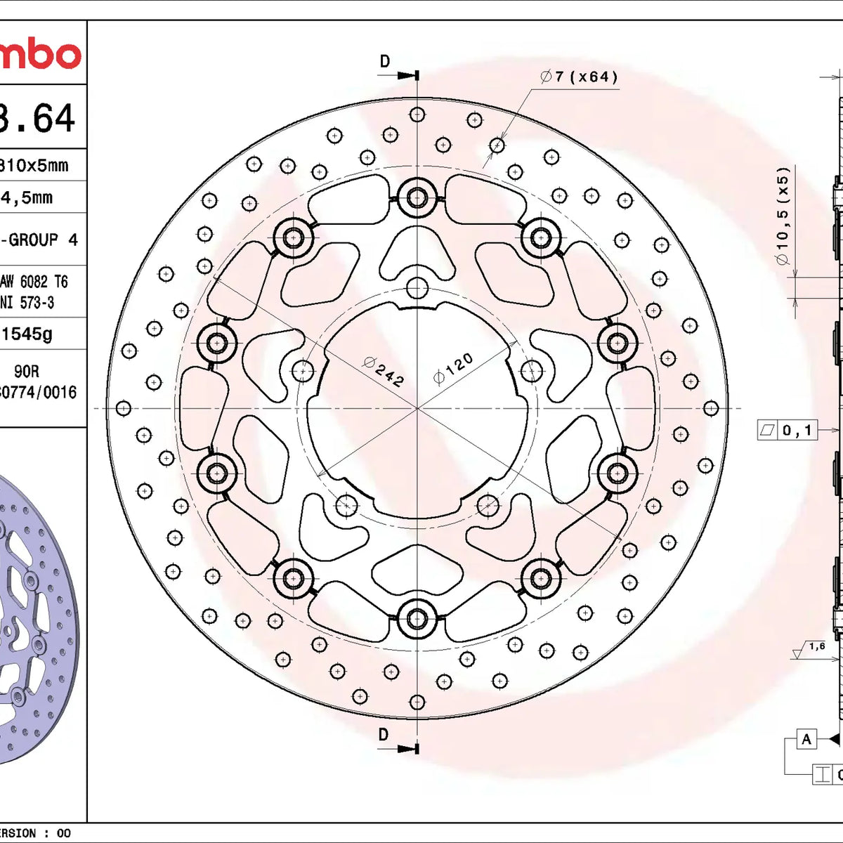 Brembo Serie Oro voorremschijf 310 x 5,0 mm Suzuki 78B40864