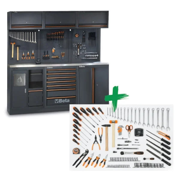 Beta Tools C45PRO 2.0 AX/157UT Werkplaatsmeubel – 157 Delige Toolset – RVS Werkblad